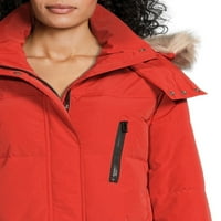 Švicarska tehnološka žena i žena plus ultra duga puhačka jakna