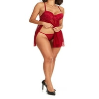 CosOstyle by cosmopolitan ženska romantična rendezvu babydoll donje rublje set s g string, crvenom, size xl