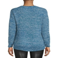 Ženski pulover s okruglim vratom Shaker Stitch, alternativni