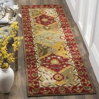 Jednostavan za čišćenje tepih s cvjetnim obrubom, višebojna crvena, 9' 12'