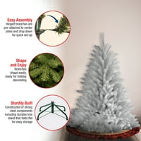 Umjetno mini božićno drvce, bijelo, Dunhill smreka, bijela svjetla, uključuje stalak, 4 stope