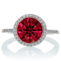 Klasični zaručnički prsten od 1 karatnog ružičastog zlata od 10 karata s ogromnim rubinom i dijamantom