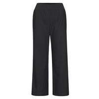 Traperice za žene, ženske Ležerne hlače s elastičnim strukom, jednobojne široke duge hlače, crne traperice