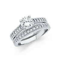 Nakit prsten od bijelog zlata 14k okrugli kubični cirkonij izbor moda godišnjica vjenčanja zaruke dva seta veličina 7