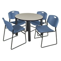 Okrugli stol za odmor od javora u obliku stola s preklopnim stolicama u obliku stola