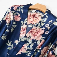 Ženski setovi pidžame od svilenog satena seksi čipkasti Setovi Pidžame s izrezom u obliku slova u, cvjetni ogrtač za slobodno vrijeme
