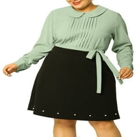 Jedinstvene ponude ženskog plus šifona gornji dugi rukav Peter Pan bluza