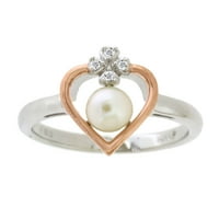 Sjajno srebro s 14 kp zlatnim pozlaćenim slatkovodnim biserom i stvorio bijeli safirni prsten