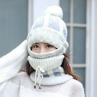 Ženska zimska debela topla vunena pletena kapa, maska za lice, šal za vrat