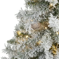 Gotovo prirodni 4ft. Potpuno bijelo riječno planinsko borovo umjetničko božićno drvce s pineconesima i bistra LED svjetla, zelena