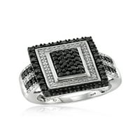 Jewelersclub 0. Sterling Silver 1. Karat crno -bijeli dijamantni prsten za žene