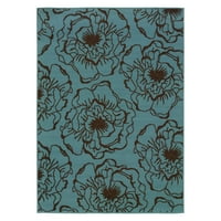 Plavi i smeđi cvjetni tepih za unutarnje i vanjske prostore