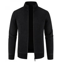 Muške jakne za muškarce-ležerni topli Jednobojni Muški kaputi s okruglim vratom s dugim rukavima, novi, crni;