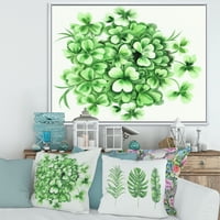DesignArt 'zeleni vintage lišće Shamrock' tradicionalno uokvireno platno zidno umjetnički tisak