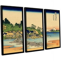 Artwall Katsushika Hokusai Enoshima u provinciji Sagami 3-komad Floater uokvireni platno set