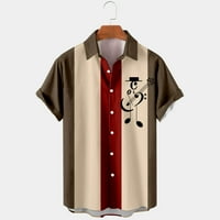 Muške košulje od 991 inča Ležerne elegantne muške ljetne Havaje ležerna labava košulja s glazbenim printom odbijeni ovratnik Majica