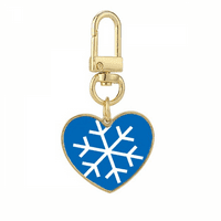 Zimski sportovi pahuljica Plava kontura Zlatno srce privjesak za ključeve metalni držač za ključeve