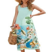 Ženska haljina s naramenicama s okruglim vratom s ljuljačkama u naramenicama, Havajska ljetna haljina na plaži bez rukava, svečani