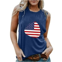 4. srpnja Ženske majice s printom američke zastave košulja prsluk s printom Dana neovisnosti Okrugli vrat Bez rukava Mornarsko plava