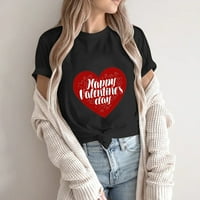 Ženska majica s printom za Valentinovo s kratkim rukavima, Ženske košulje od mješavine pamuka dugih rukava, Ženske majice s kratkim