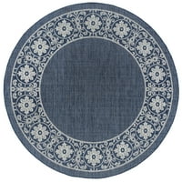 Tradicionalni tepih obrub tamno plava, svijetlo siva okrugla za unutarnju i vanjsku upotrebu, lako se čisti
