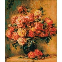 Komplet za šivanje križem buket ruža temeljen na renoirovoj slici, 15,75 19