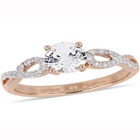 Carat T.G.W. Stvoren bijeli safir i karat T.W Diamond 10kt ruža zlato beskonačno zaručnički prsten