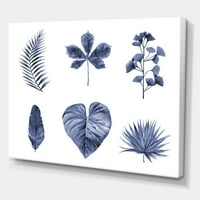 Apstraktni set biljnih listova Plava slika na platnu umjetnički tisak