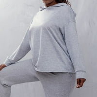 Ženski top Plus size jesenske sportske casual dukserice jednobojna široka majica s kapuljačom u sivoj boji ae