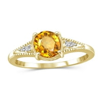 Jewelersclub Citrine prsten nakit za rođenje - 1. Karat Citrine 14K Zlatni nakit od srebrnog prstena s bijelim dijamantnim naglaskom