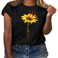 Ženska majica sa suncokretom s kratkim rukavima, ležerna ljetna majica s grafičkim uzorkom, bluze