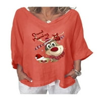 Ženski pulover s izrezom u obliku slova A, Majica, božićne majice, narančasta 1 a