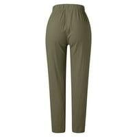 ženske teretne hlače u plus veličini, modne pamučne i lanene hlače, Ležerne hlače s elastičnim strukom, hlače s džepovima, teretne