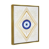 Stupell Industries živo plavo oči Vintage Geometric Deco Glam Oblike metalik zlato uokvireno plutajućem platnu zidna umjetnost, 16x20