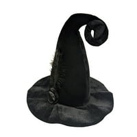 Luksuzni crni Vještičji šešir od filca, pribor za kostim vještica za igranje, dekor za zabavu za Noć vještica