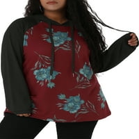 Jedinstvene ponude ženske plus veličine raglan rukave cvjetni pulover hoodie