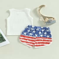 Kompleti odjeće za dječake 4. srpnja, prsluk bez rukava s američkim printom + kratke hlače sa zvjezdanim prugama, odjeća za Dan neovisnosti