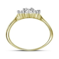 Nakit od srebra u žutoj boji, Ženski prsten od okruglog dijamanta u obliku cvjetne nakupine, veličine 6,5