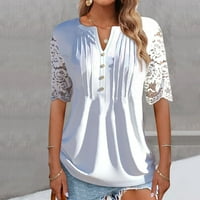 Bluza kratkih rukava s grafičkim printom, ležerni vrhovi s okruglim vratom, modna ženska odjeća u bijeloj boji 5 inča