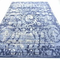 Jedinstveni Vintage tepih od 7 '10 eclected u boji slonovače u plavom tkalačkom stanu savršen za blagovaonicu dnevnog boravka spavaće