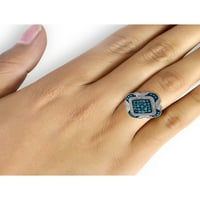 Nakit klub 0. 1K srebrni plavi i bijeli dijamantni prsten za žene