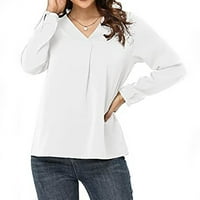 Ženska modna ležerna jednobojna široka majica s izrezom i dugim rukavima, majica s dugim rukavima, majica, majica, majica, majica,