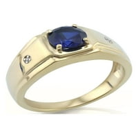 Sterling Silver Karat Zlatno pozlaćeno okruglo stvoreno safir i kubični cirkonij muški prsten