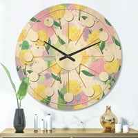 DesignArt 'Cvijeće s cvjetnim uzorkom' Moderni zidni sat iz sredine stoljeća