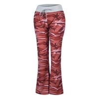 Modne ženske udobne hlače s elastičnim printom i vezicama široke hlače za slobodno vrijeme hlače za žene crvene ae