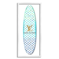 Stupell Industries Fashion Glam Surfboard Board Aqua Blue Designer uzorak uokviren zidna umjetnost, 30, dizajn Madeline Blake