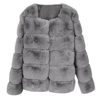 Ženski kratki kaput Plus size topla krznena jakna dugih rukava gornja odjeća u sivoj boji