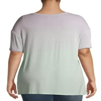 Ženska majica veličine plus s uzorkom s kratkim rukavima