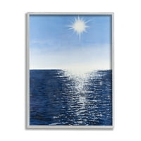 Studell ljetna sunčeva svjetlost Ocean Reflection Fotografija siva uokvirena umjetnička print zidna umjetnost