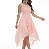 Hi-Lo ženska cvjetna čipkasta haljina za djeverušu bez rukava, svečana Maksi ružičasta vjenčanica u boji